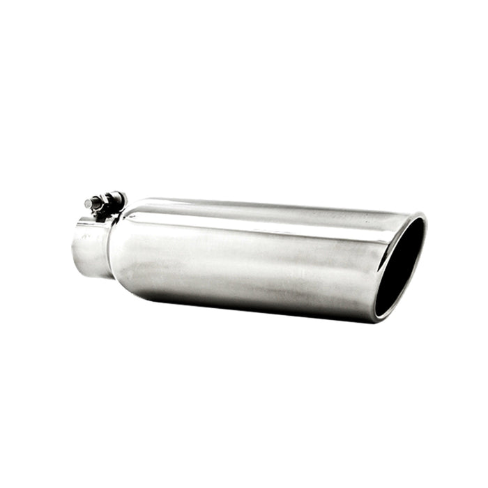 MBRP T5147 3.5 Inch OD 2.25 Inch Inlet 12 Inch Length Angled Cut Rolled End Clampless-No Weld T304 Stainless Steel MBRP - Truck Part Superstore