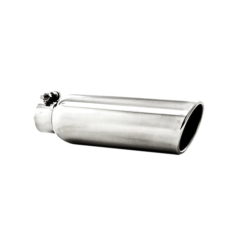 MBRP T5147 3.5 Inch OD 2.25 Inch Inlet 12 Inch Length Angled Cut Rolled End Clampless-No Weld T304 Stainless Steel MBRP - Truck Part Superstore