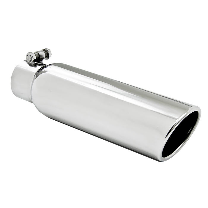 MBRP T5148 3.5 Inch OD 2.5 Inch Inlet 12 Inch Length Angled Cut Rolled End Clampless-No Weld T304 Stainless Steel MBRP - Truck Part Superstore