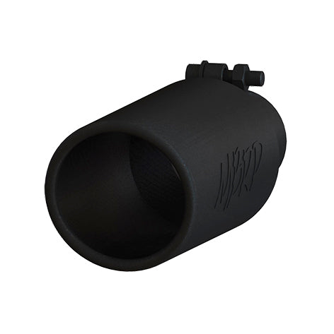 MBRP T5150BLK 4 Inch OD 2.5 Inch Inlet 12 Inch Length Exhaust Tail Pipe Tip Angled Cut Rolled End Clampless-No Weld Black Coated MBRP - Truck Part Superstore