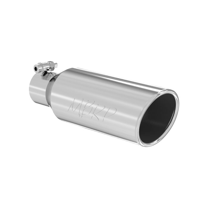 MBRP T5150 4 Inch OD 2.5 Inch Inlet 12 Inch Length Exhaust Tail Pipe TipAngled Cut Rolled End Clampless-No Weld T304 Stainless Steel MBRP - Truck Part Superstore