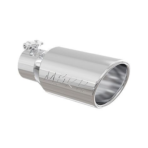 MBRP T5157 Exhaust Tip 4 Inch O.D. Angled Rolled End 2 3/4 Inch Inlet 10 Inch Length T304 Stainless Steel MBRP - Truck Part Superstore