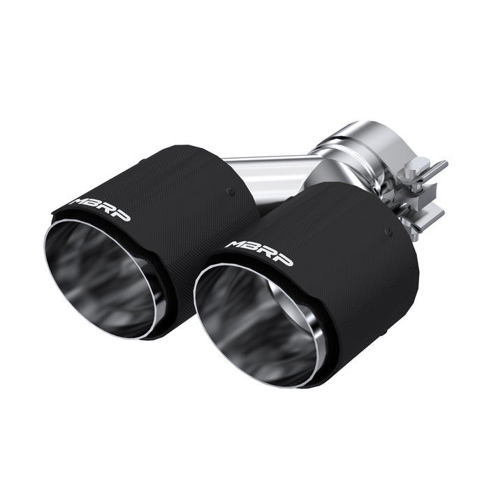 MBRP Exhaust T5177CF 2.5" Inlet; 4.0" OD Dual Out; Carbon Fiber Exhaust Tip. - Truck Part Superstore