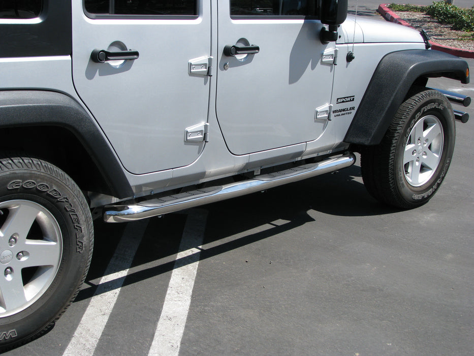 TrailFX 1160631071 3 Inch Round Bent Pol Stainless Steel Without End Caps Rocker Panel Mount - Truck Part Superstore