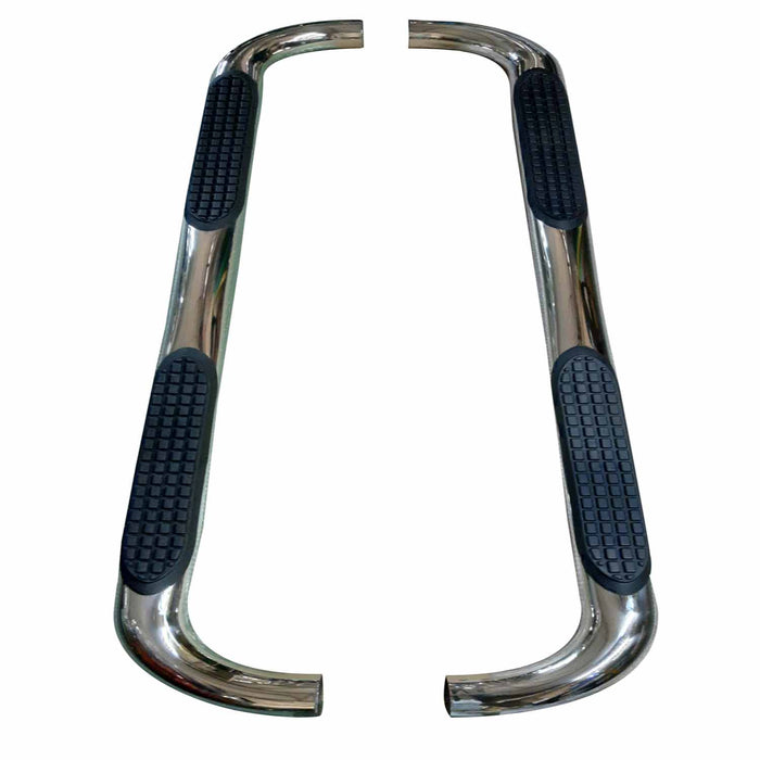 TrailFX A0055S With Step Pads 3 In Round Bent 90 Degree Pol Stainless Steel Without End Caps Ro - Truck Part Superstore