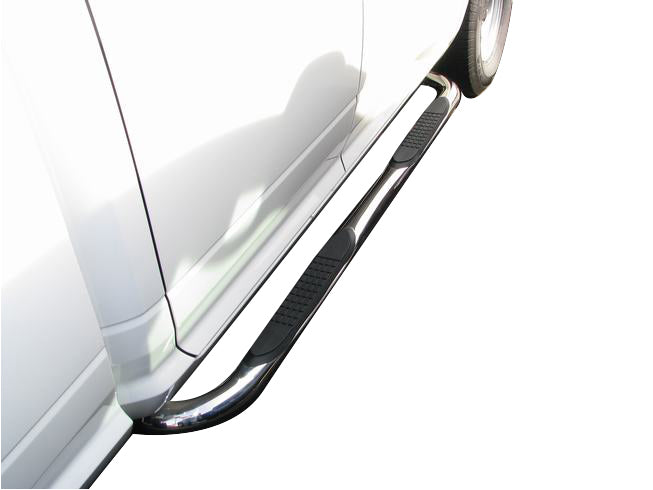 TrailFX A0405SS 3 Inch Round Bent Pol Stainless Steel With Plastic End Caps Rocker Panel Mount - Truck Part Superstore