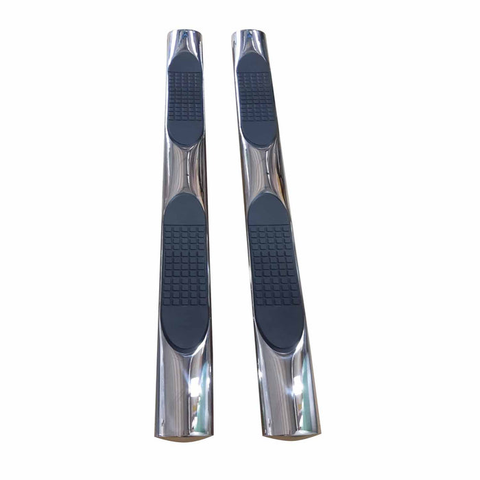 TrailFX A1543S With Step Pads 4 In Oval Straight Pol Stainless Steel With Welded End Caps Rocke - Truck Part Superstore