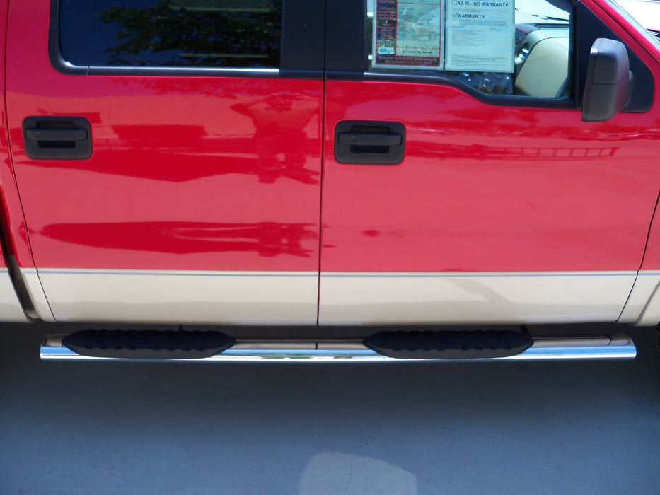 TrailFX A7012S 5 Inch Oval Straight Pol Stainless Steel Rocker Panel Mount - Truck Part Superstore