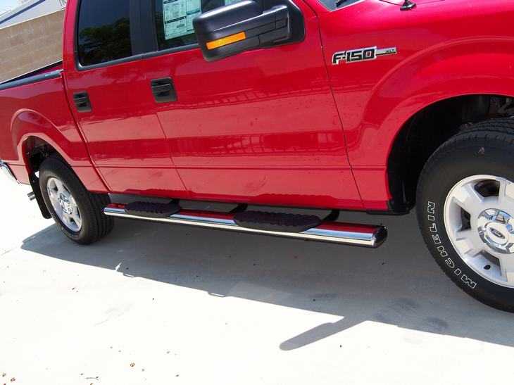 TrailFX A7013S 5 Inch Oval Straight Pol Stainless Steel Rocker Panel Mount - Truck Part Superstore