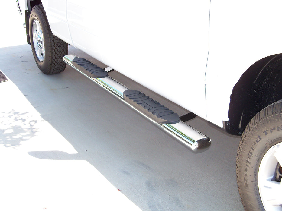 TrailFX A7014S 5 Inch Oval Straight Pol Stainless Steel Rocker Panel Mount - Truck Part Superstore