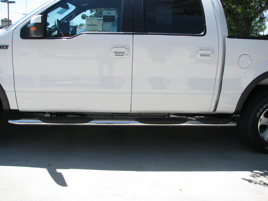 TrailFX A7025S W/Step Pads W/Bed Step 5 In Oval One Side Bent Pol Stainless Steel - Truck Part Superstore