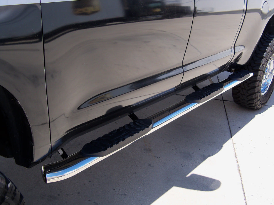 TrailFX A7026S W/Step Pads W/Bed Step 5 In Oval One Side Bent Pol Stainless Steel - Truck Part Superstore