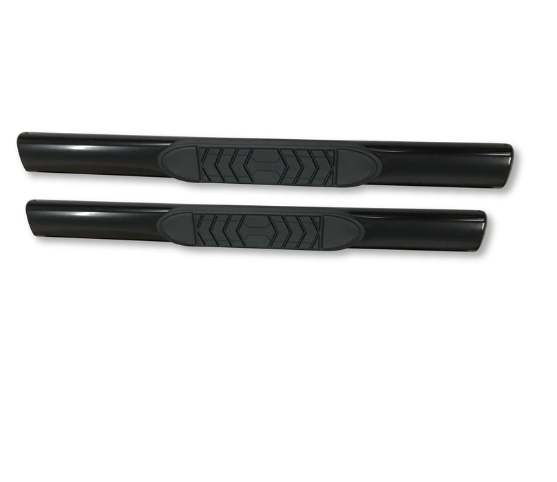 TrailFX A7036B 5 Inch Oval Straight Powder Coated Black Steel Rocker Panel Mount - Truck Part Superstore