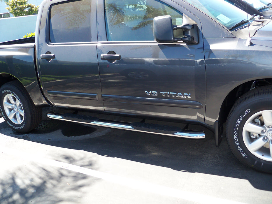 TrailFX A7070S 5 Inch Oval Bent Pol Stainless Steel Rocker Panel Mount - Truck Part Superstore
