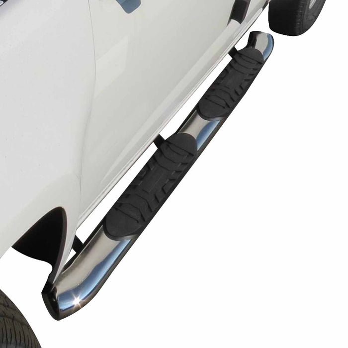 TrailFX A7081S With Step Pads 5 In Oval Bent Pol Stainless Steel With Welded End Caps Rocker Pa - Truck Part Superstore
