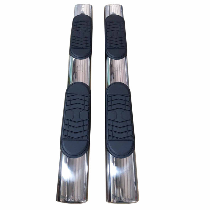 TrailFX A7088B With Step Pads With Bed Step 5 In Oval Straight Powder Coated Black Steel With W - Truck Part Superstore