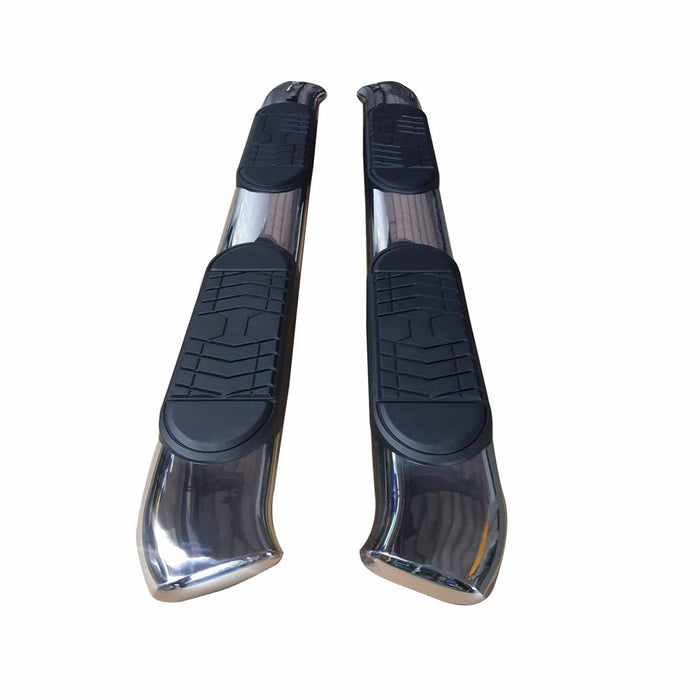TrailFX A7085S With Step Pads 5 In Oval Bent Pol Stainless Steel With Welded End Caps Rocker Pa - Truck Part Superstore