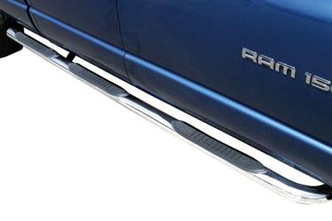 TrailFX A9005S W/Step Pads W/Bed Step 4 In Round Bent Pol Stainless Steel Rocker Panel Mount - Truck Part Superstore