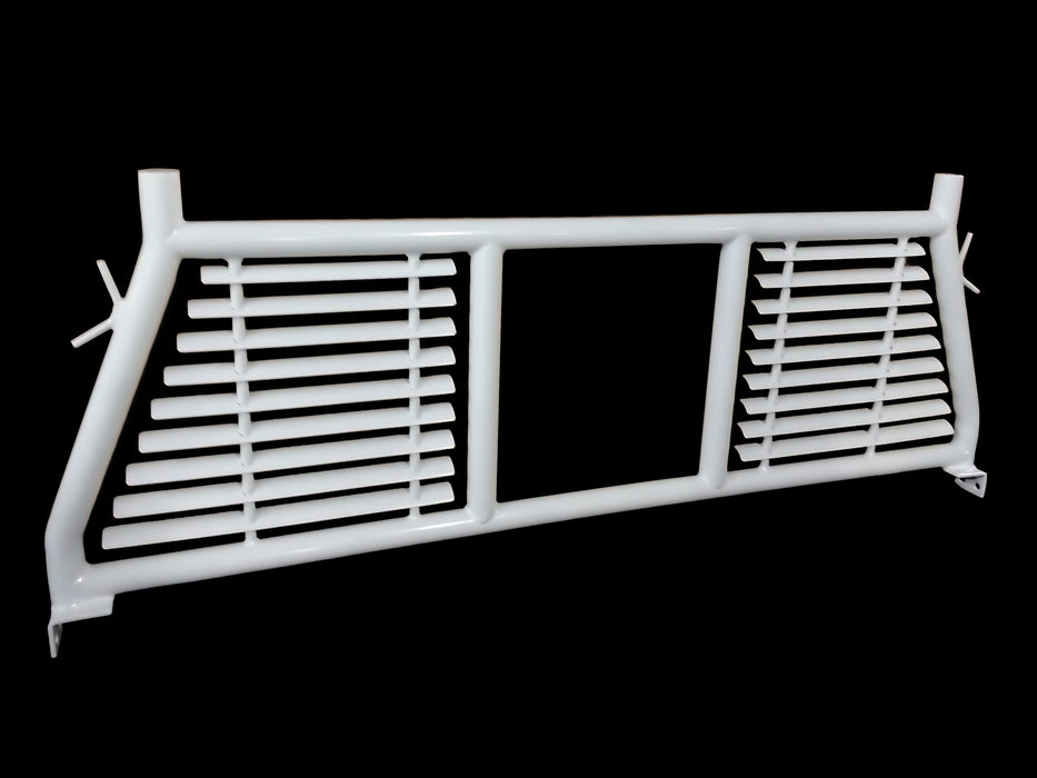 TrailFX H0003W Round Tube Louver With Rear Cab Window Cut Out Powder Coated White Steel - Truck Part Superstore