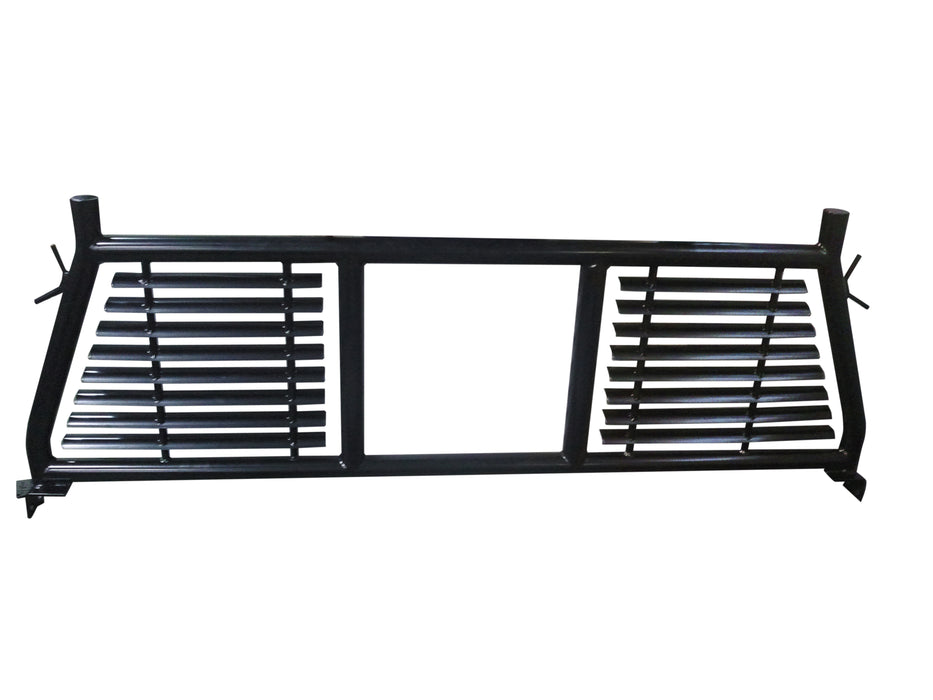 TrailFX H0005B Round Tube Louver With Rear Cab Window Cut Out Powder Coated Black Steel - Truck Part Superstore
