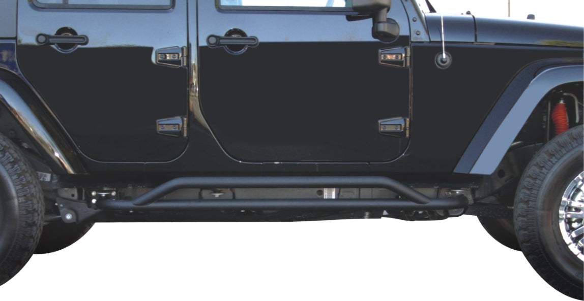 TrailFX J005 Oval Tube Pwdr Ctd Black Steel OE Rock Rails and Running Boards Must Be Removed - Truck Part Superstore