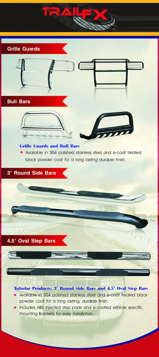 TrailFX WD1000B3 Bull Bar Display With One 3-1/2 And One 3 Inch Polished Stainless Steel Bull Bar - Truck Part Superstore