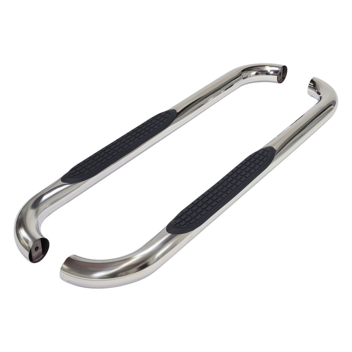 TrailFX A0061S With Step Pads; 3 Inch Round Bent; Polished; Stainless Steel; Without End Caps - Truck Part Superstore