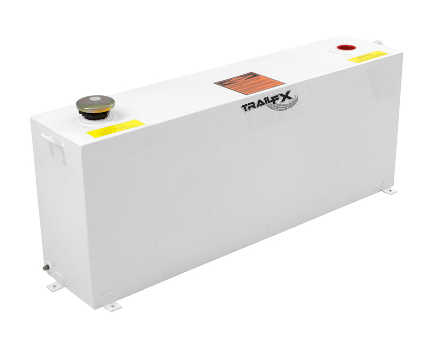TrailFX 210401S 37 Gal Cap Vertical Rectangular 47.75x10.5x19 Gloss White Steel W/Lockable Cap - Truck Part Superstore