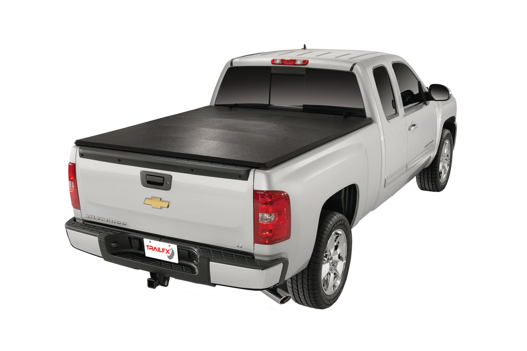 TrailFX TFX1118 Soft Tri-Fold; Non-Lockable; Black Vinyl With Aluminum Rails - Truck Part Superstore
