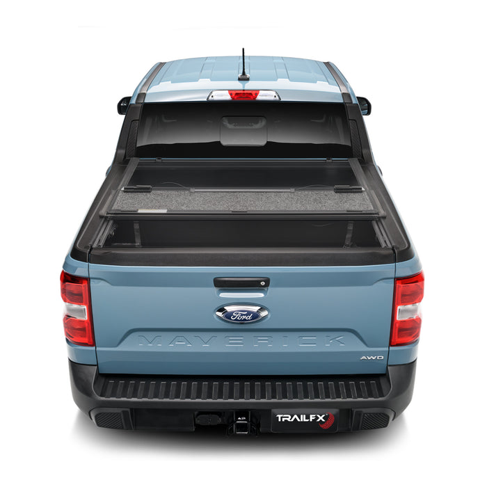 TrailFX TFX3711 Hard Tri Fold; Lockable; Black; Aluminum; With Carpeted Under Panels - Truck Part Superstore