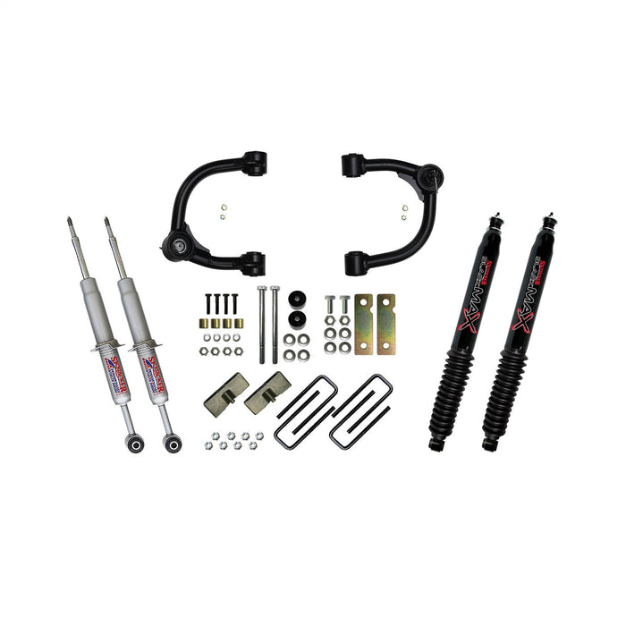 Skyjacker TC536STUB 3in. Upper A-Arm; Performance Strut; Rear Blocks/Black MAX Shocks - Truck Part Superstore