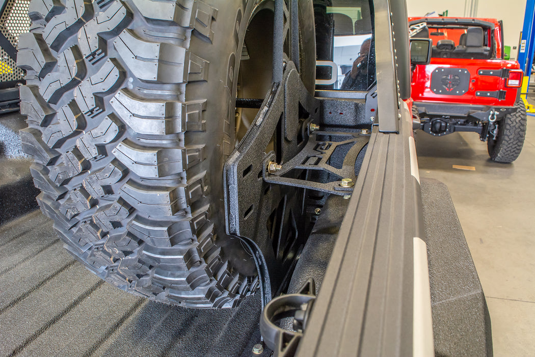 DV8 Offroad TCGL-02 Jeep Gladiator Tire Carrier Universal Stand Up In Bed For 19+ Gladiator DV8 - Truck Part Superstore