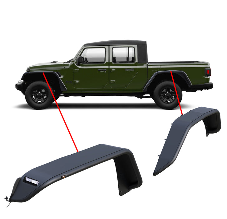 Black Horse Off Road TFRF20G Full Set Tubular Fender Flares - Front & Rear - Truck Part Superstore