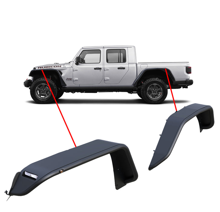 Black Horse Off Road TFRF20G Full Set Tubular Fender Flares - Front & Rear - Truck Part Superstore