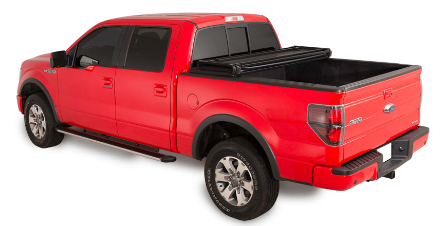 TrailFX TFX1511 Hard Tri-Fold Lockable W/Tailgate Lock Black Vinyl Over Hard Board W/Alum Rails - Truck Part Superstore
