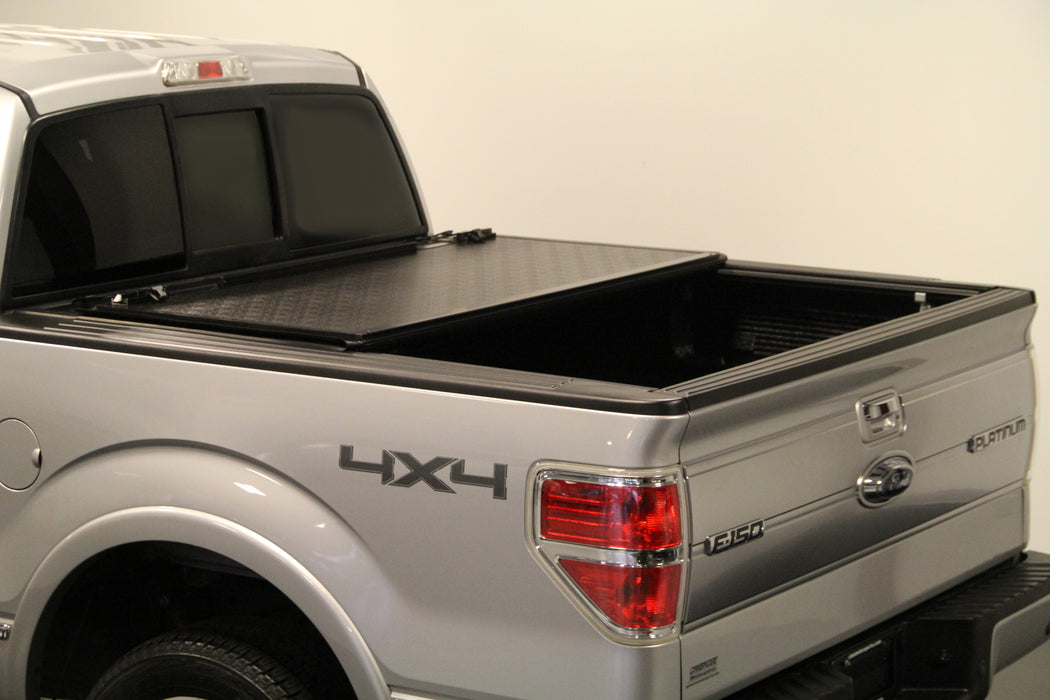 TrailFX TFX5404 Hard Bi-Fold Non-Locking Black Vinyl Over Hard Board With Aluminum Rails - Truck Part Superstore