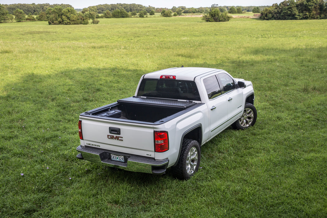TrailFX TFX5524 Hard Tri Fold Low Profile Lockable Using Tailgate Handle Lock Fiber Reinforced - Truck Part Superstore