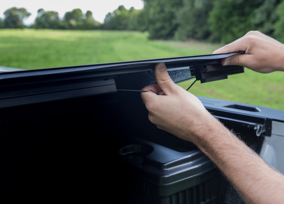 TrailFX TFX5524 Hard Tri Fold Low Profile Lockable Using Tailgate Handle Lock Fiber Reinforced - Truck Part Superstore