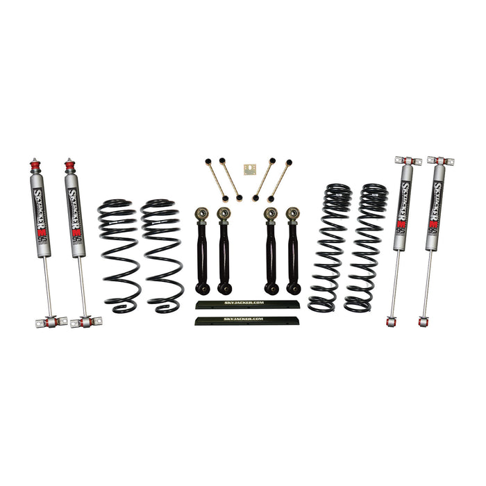 Skyjacker TJ401BPMLTX 4 Inch Dual Rate Long Travel One Box Kit w/Adjustable Front and Rear Lower Flex Links and M95 Monotube Shocks TJ/LJ 1997-2002 Jeep Wrangler Skyjacker - Truck Part Superstore
