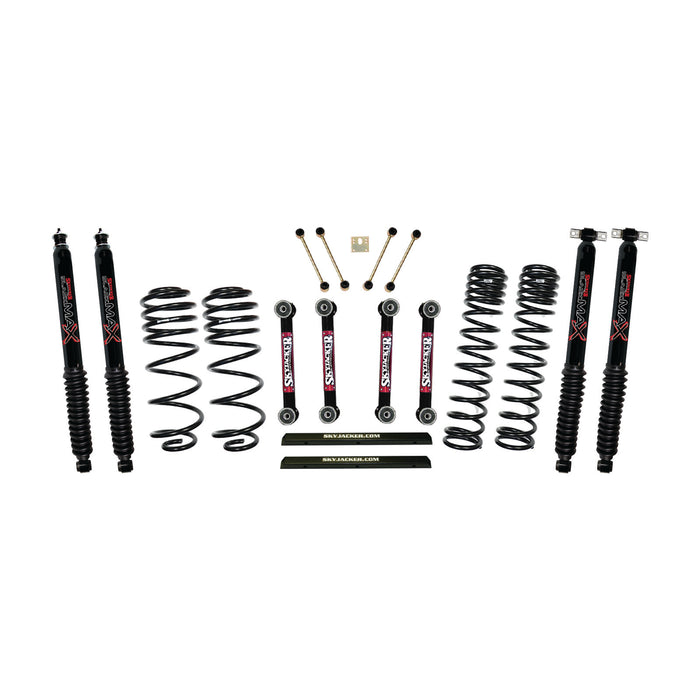 Skyjacker TJ403BPBLT 4 Inch Dual Rate Long Travel One Box Kit w/OE Style Front and Rear Lower Links and Black Max Shocks TJ/LJ 2003-2006 Jeep Wrangler/Unlimited Skyjacker - Truck Part Superstore