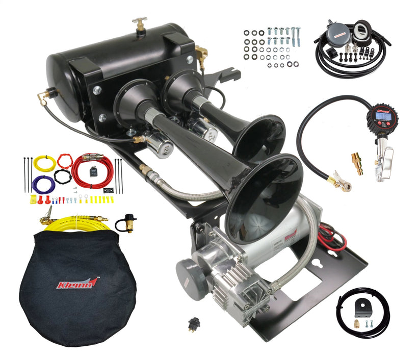 Kleinn Automotive Air Horns TJXTREME Train Horn Kit; Model 220 Dual Train Horn; 150 PSI Air System; - Truck Part Superstore