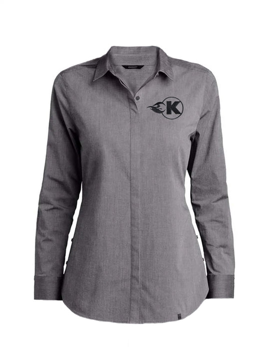 Kooks Custom Headers TS-100655-01 Women s Grey Button Down with Black K-Flame-M - Truck Part Superstore