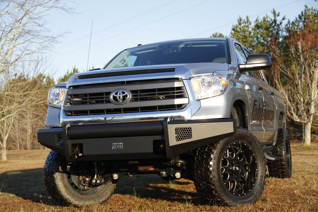 Fab Fours TT14-R2861-1 Elite Front Bumper; 2 Stage Black Powder Coated; w/o Grill Guard; w/Tow Hooks; - Truck Part Superstore