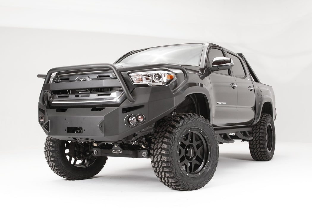 Fab Fours TT16-B3650-1 Premium Winch Front Bumper; 2 Stage Black Powder Coated; w/Grill Guard; - Truck Part Superstore