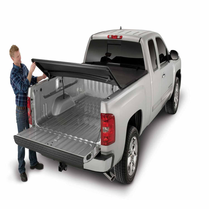 TrailFX TFX1115 Soft Tri-Fold Non-Lockable Black Vinyl With Alum Rails - Truck Part Superstore