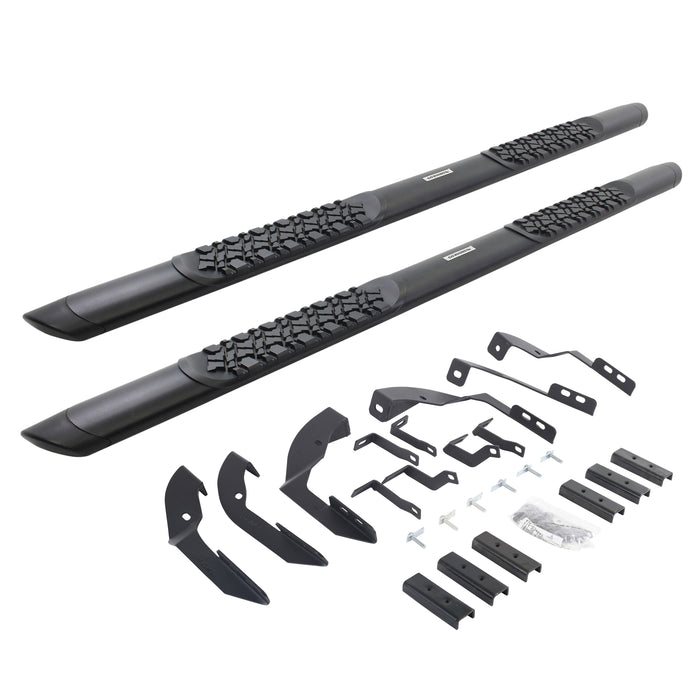Go Rhino V3404280T V-Series V3 Aluminum Side Steps and Mounting Brackets Kit - Textured Black - Truck Part Superstore