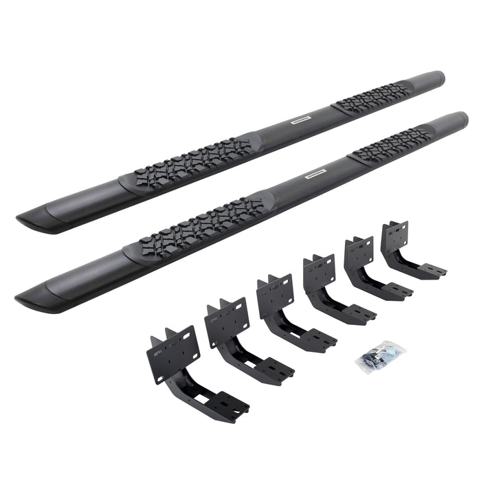 Go Rhino V3430687T V-Series V3 Aluminum Side Steps and Mounting Brackets Kit - Textured Black - Truck Part Superstore