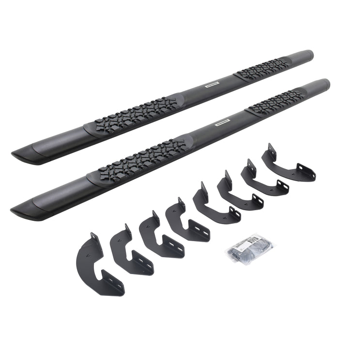 Go Rhino V3443580T V-Series V3 Aluminum Side Steps w Mounting Brackets Kit - TextBlack - Double Cab - Truck Part Superstore