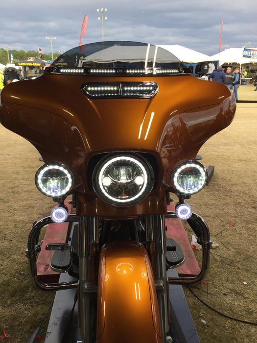 Vision X Lighting 9910628 Single 5.75" Round Amber Halo Vx LED Headlight W/ Low-High-Halo - Truck Part Superstore