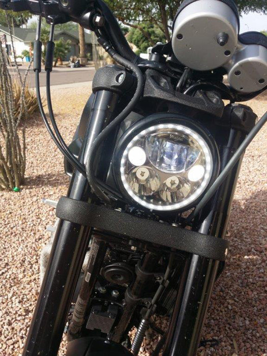 Vision X Lighting 9910642 Motorcycle Single 7" Round Amber Halo Vx LED Headlight W/ H4 Connectors Only - Truck Part Superstore